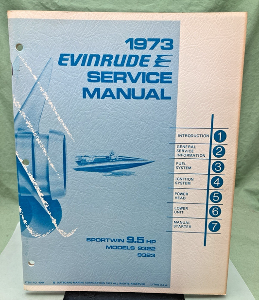 NEW GENUINE EVINRUDE 4904 SPORTWIN 9.5 HP SERVICE MANUAL 1973