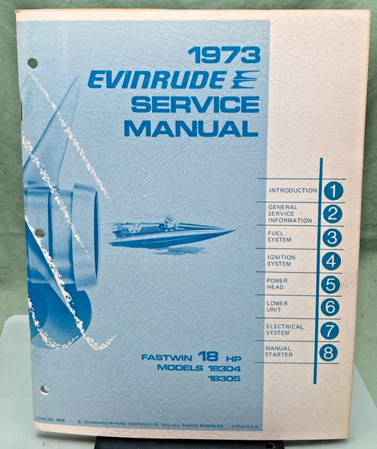 NEW GENUINE EVINRUDE 4905 FASTWIN 18 HP SERVICE MANUAL 1973