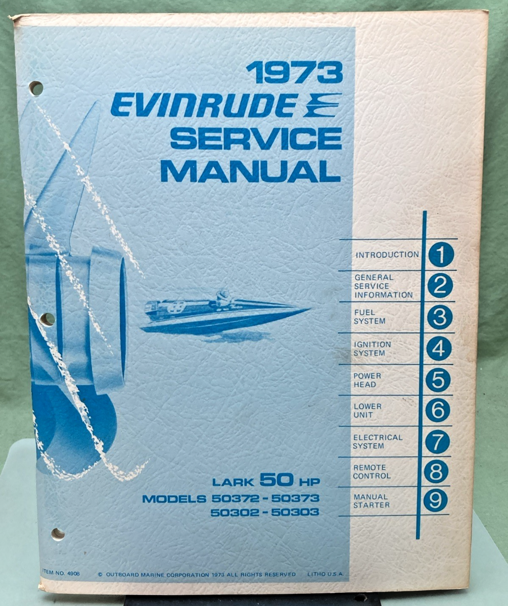 NEW GENUINE EVINRUDE 4908 LARK 50 HP SERVICE MANUAL 1973