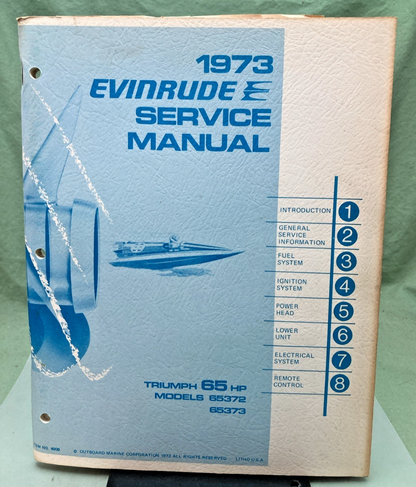 NEW GENUINE EVINRUDE 4909 TRIUMPH 65 HP SERVICE MANUAL 1973
