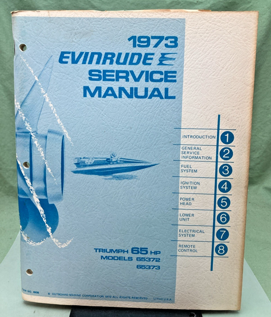 NEW GENUINE EVINRUDE 4909 TRIUMPH 65 HP SERVICE MANUAL 1973