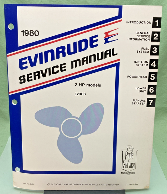 NEW GENUINE EVINRUDE 5487 2 HP MODELS SERVICE MANUAL 1980