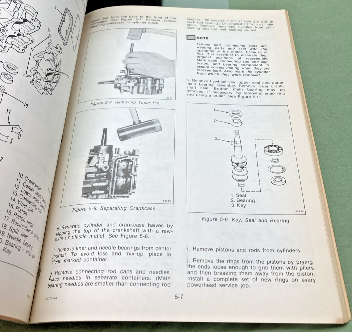 NEW GENUINE EVINRUDE 5490 4.5/7.5 HP MODELS SERVICE MANUAL 1980