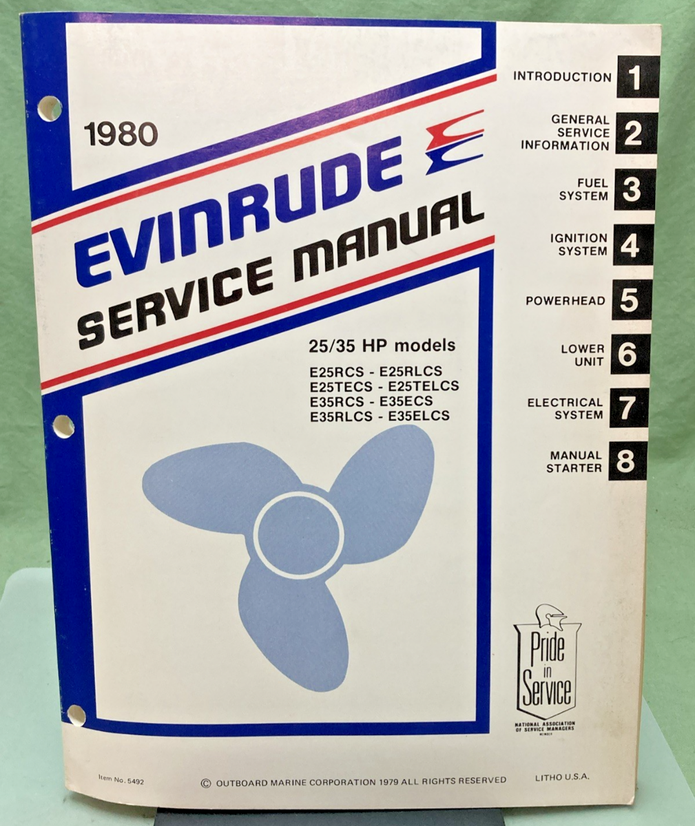 NEW GENUINE EVINRUDE 5492 25/35 HP MODELS SERVICE MANUAL 1980