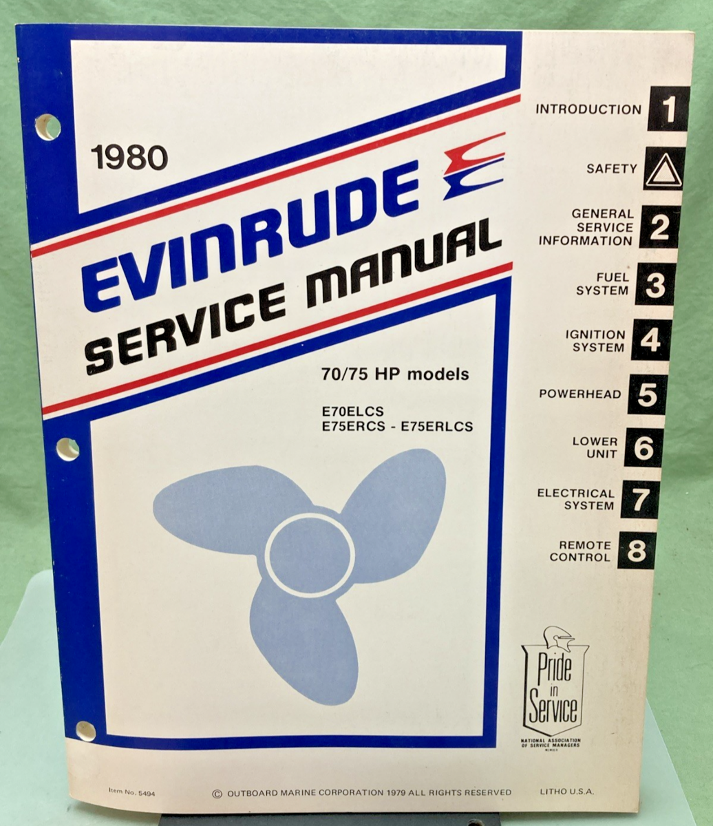 NEW GENUINE EVINRUDE 5494 70/75 HP MODELS SERVICE MANUAL 1980