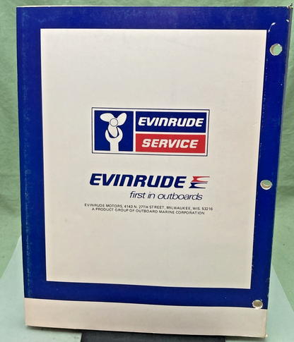 NEW GENUINE EVINRUDE 5495 V-4 HP MODELS SERVICE MANUAL 1980