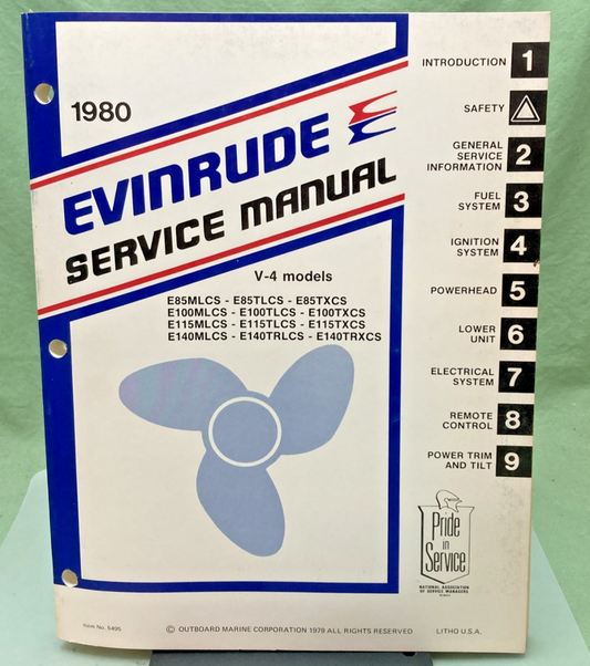 NEW GENUINE EVINRUDE 5495 V-4 HP MODELS SERVICE MANUAL 1980