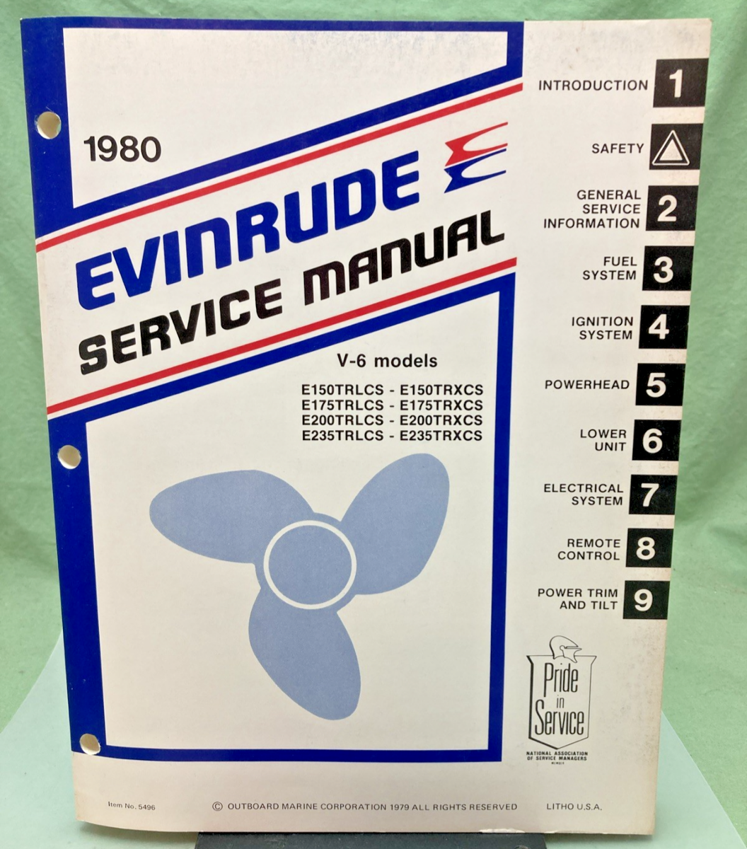 NEW GENUINE EVINRUDE 5496 V-6 HP MODELS SERVICE MANUAL 1980