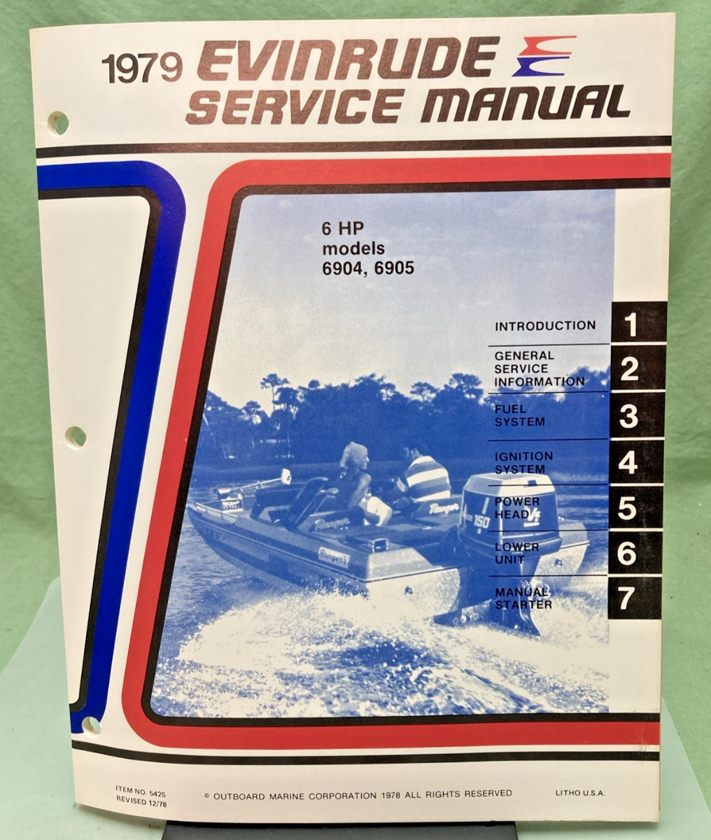 NEW GENUINE EVINRUDE 5425 6 HP MODELS SERVICE MANUAL 1979