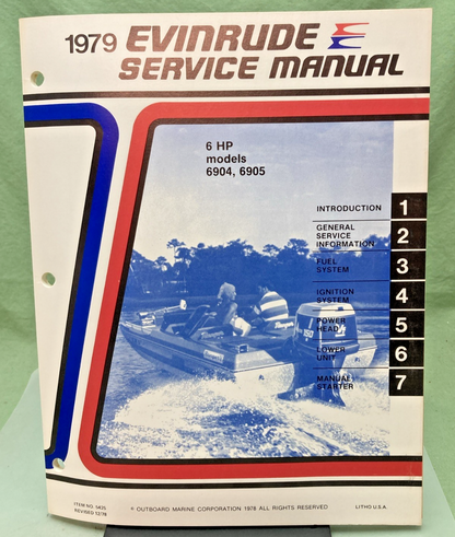 NEW GENUINE EVINRUDE 5425 6 HP MODELS SERVICE MANUAL 1979