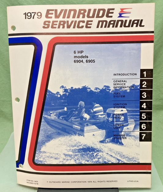 NEW GENUINE EVINRUDE 5425 6 HP MODELS SERVICE MANUAL 1979