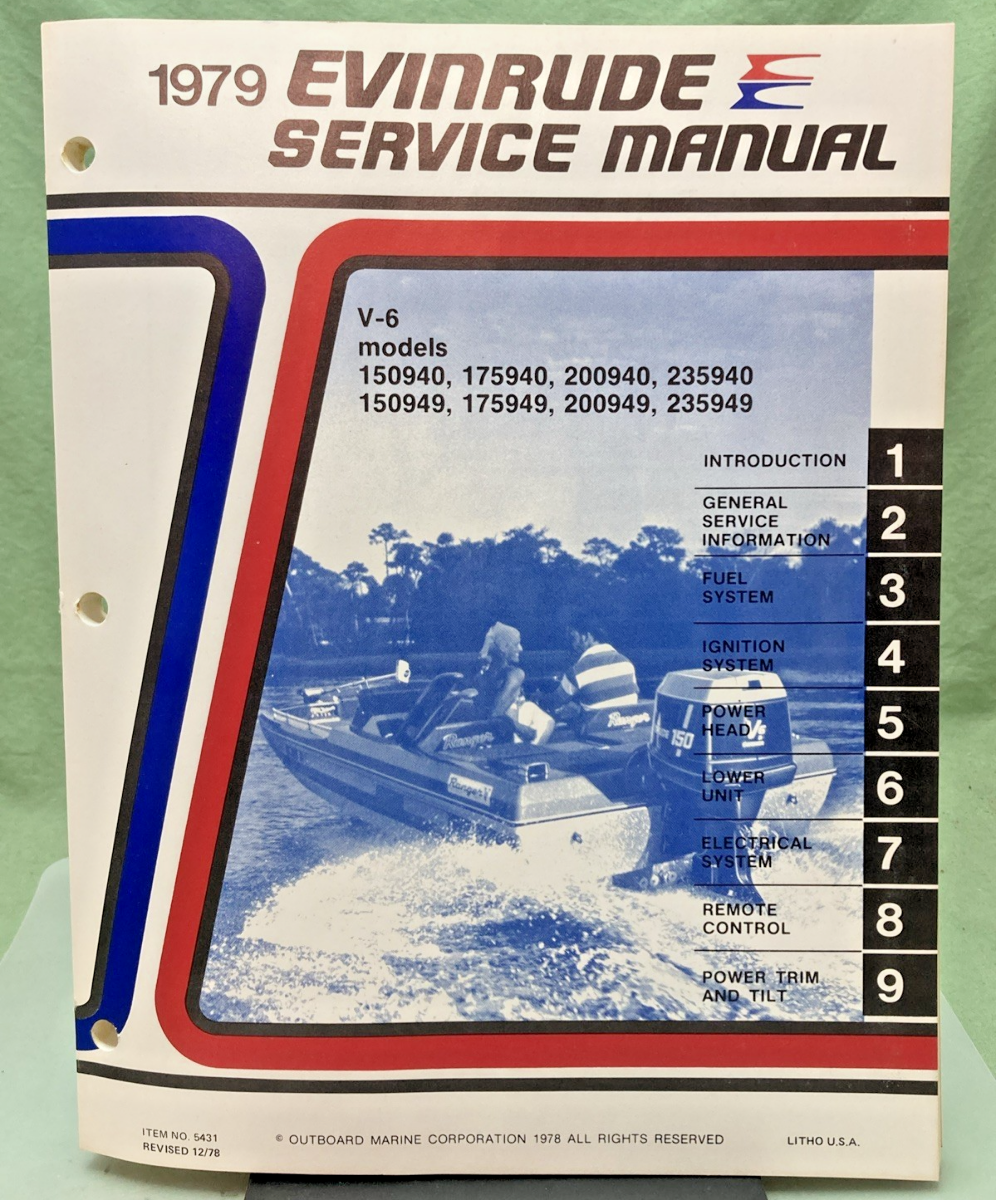 NEW GENUINE EVINRUDE 5431 V-6 HP MODELS SERVICE MANUAL 1979