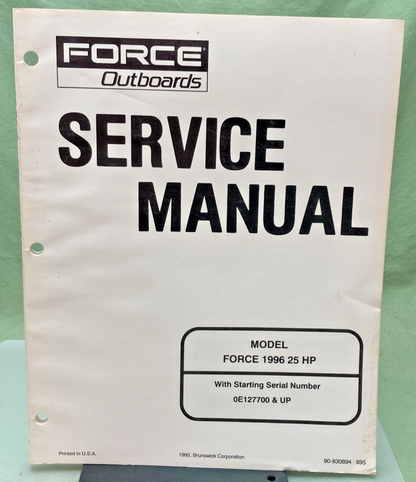 NEW GENUINE FORCE OUTBOARDS 90-830894 25 HP SERVICE MANUAL 1996