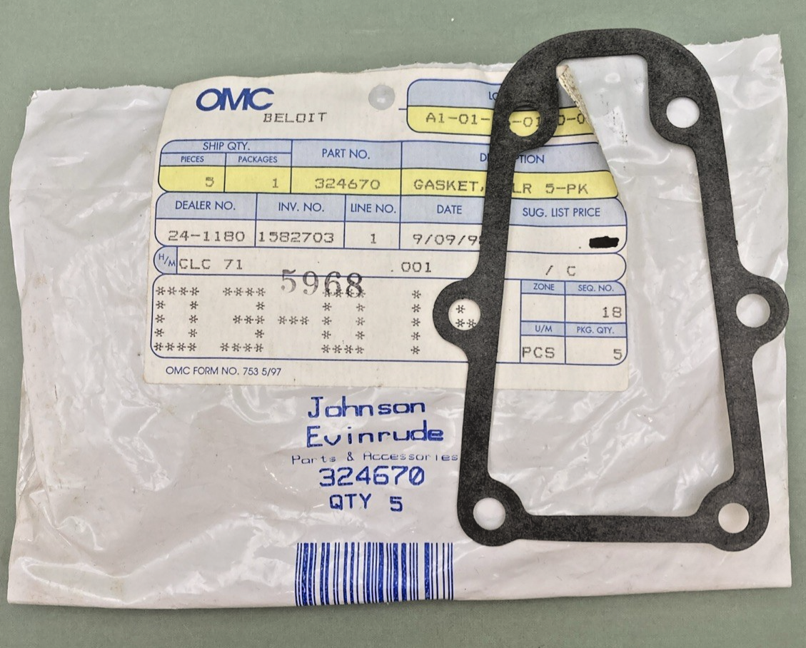 QTY 5 NEW GENUINE OMC 324670 Gasket Shift Housing
