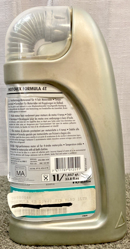 NEW GENUINE MOTOREX MX 10W40 4T FORMULA SEMI SYNTHETIC MOTOR OIL 1 LITER/33.8FL