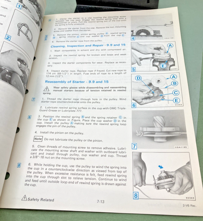 NEW GENUINE OMC 507508-7 SECTION SEVEN MANUAL STARTERS SERVICE MANUAL 1985