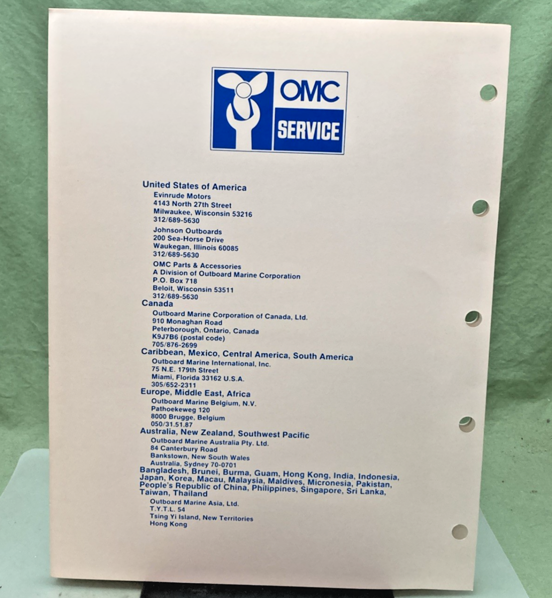 NEW GENUINE OMC 507508-12 SECTION TWELVE OUTBOARD INSTALLATION GUIDELINES 1985