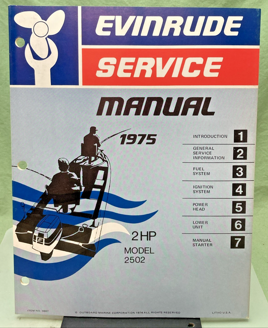 NEW GENUINE EVINRUDE 5087 2 HP MODEL SERVICE MANUAL 1975