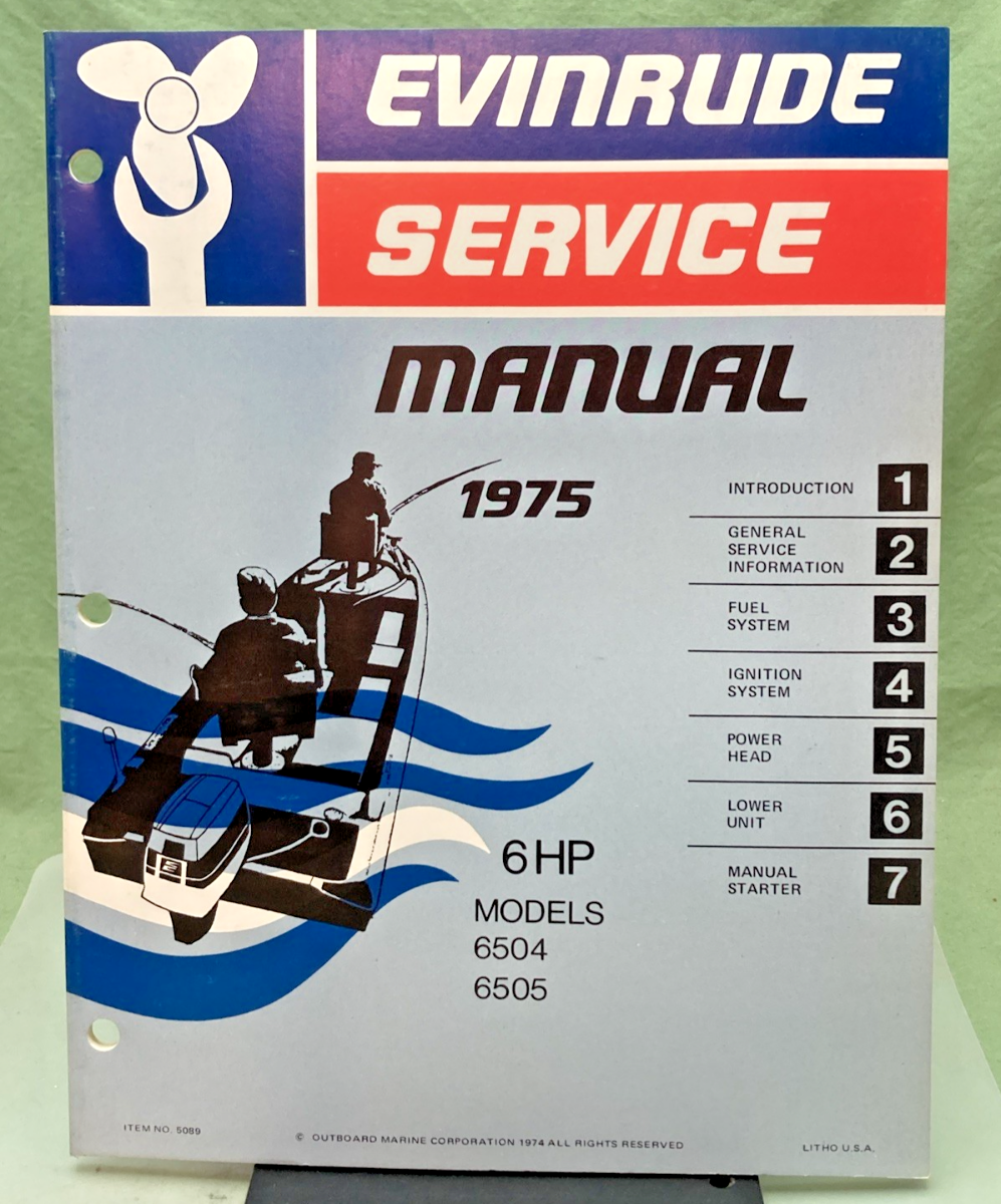 NEW GENUINE EVINRUDE 5089 6 HP MODEL SERVICE MANUAL 1975