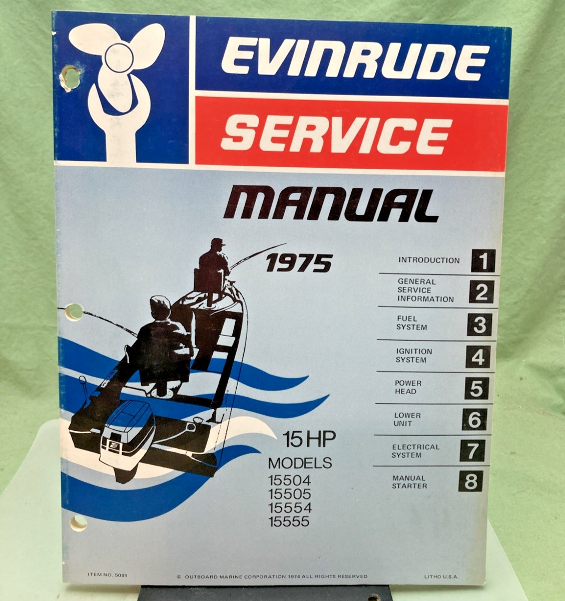 NEW GENUINE EVINRUDE 5091 15 HP MODEL SERVICE MANUAL 1975