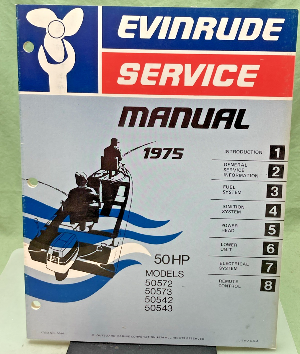 NEW GENUINE EVINRUDE 5094 50 HP MODEL SERVICE MANUAL 1975