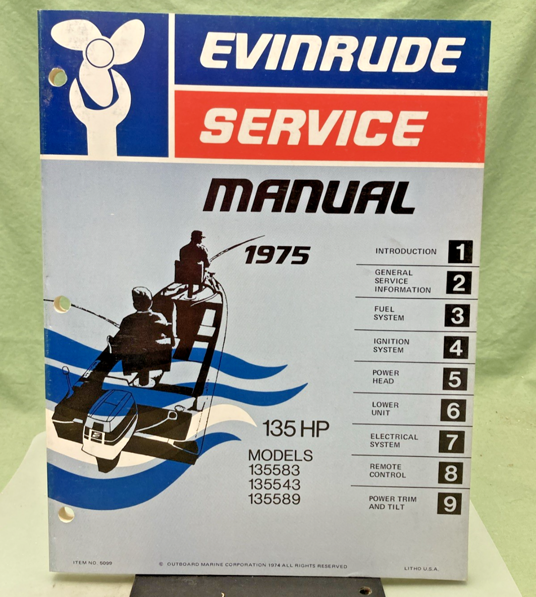 NEW GENUINE EVINRUDE 5099 135 HP MODEL SERVICE MANUAL 1975