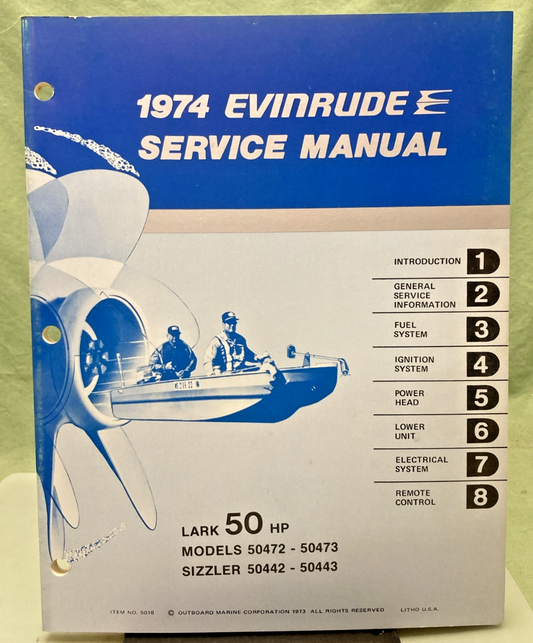 NEW GENUINE EVINRUDE 5018 LARK 50 HP SERVICE MANUAL 1974