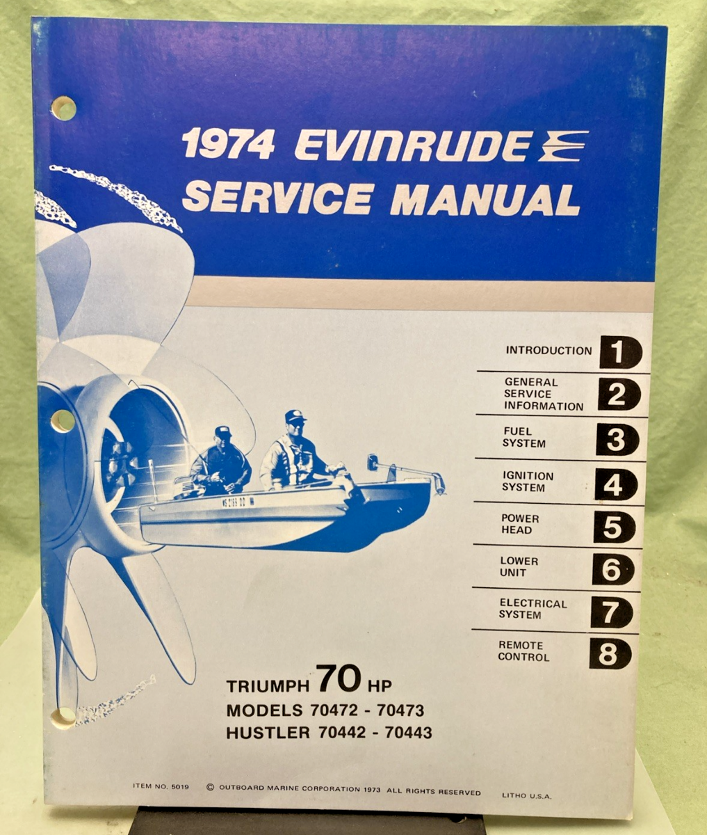 NEW GENUINE EVINRUDE 5019 TRIUMPH 70 HP SERVICE MANUAL 1974