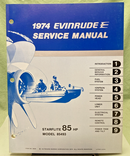 NEW GENUINE EVINRUDE 5020 STARFLITE 85 HP SERVICE MANUAL 1974