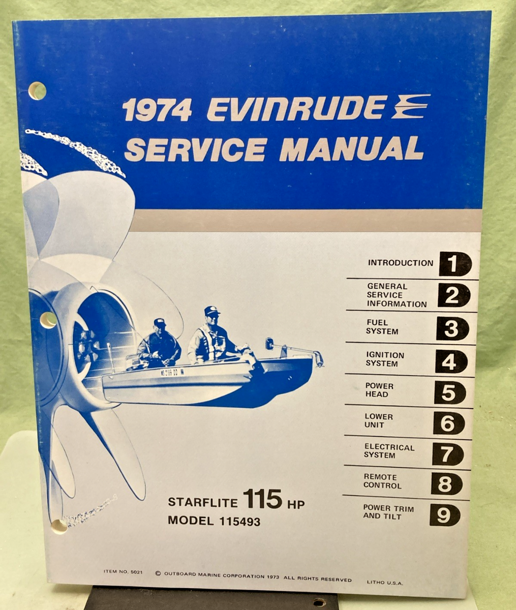 NEW GENUINE EVINRUDE 5021 STARFLITE 115 HP SERVICE MANUAL 1974