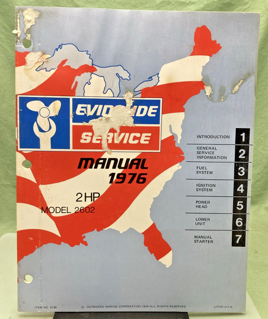 GENUINE EVINRUDE 5185 2 HP SERVICE MANUAL 1976