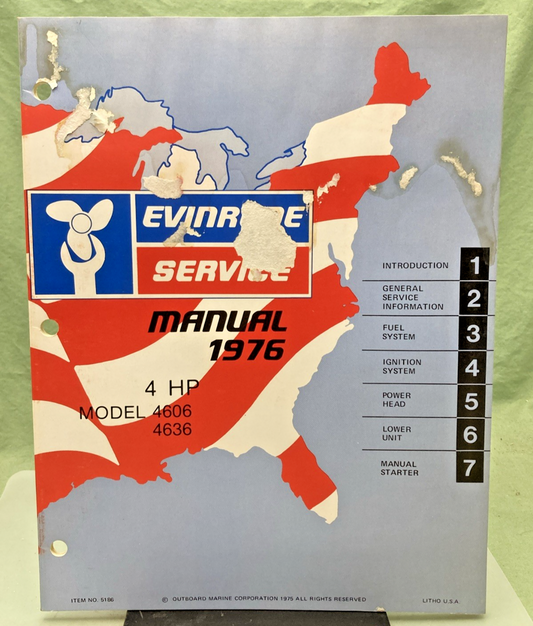 GENUINE EVINRUDE 5186 4 HP SERVICE MANUAL 1976