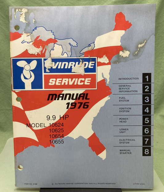 GENUINE EVINRUDE 5188 9.9 HP SERVICE MANUAL 1976