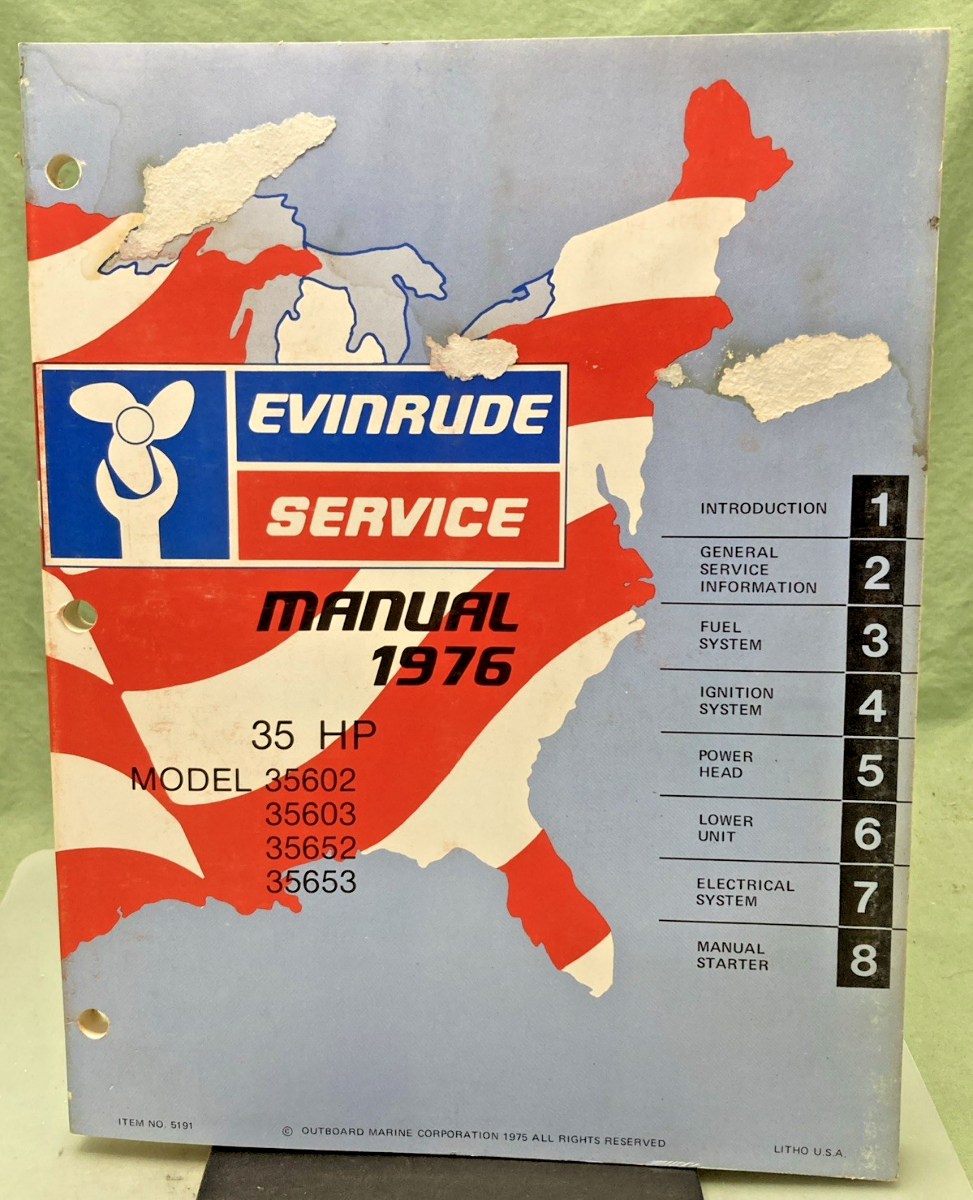 GENUINE EVINRUDE 5191 35 HP SERVICE MANUAL 1976