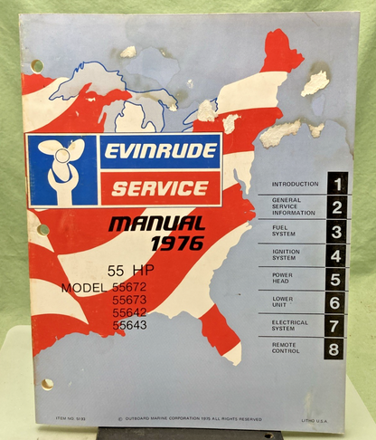 GENUINE EVINRUDE 5193 55 HP SERVICE MANUAL 1976