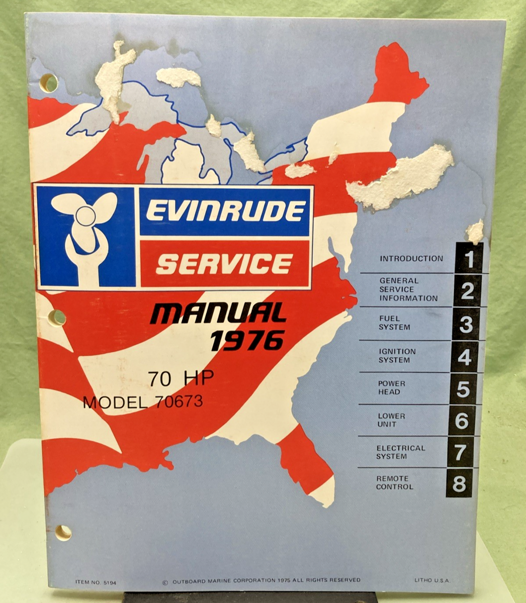 GENUINE EVINRUDE 5194 70 HP SERVICE MANUAL 1976