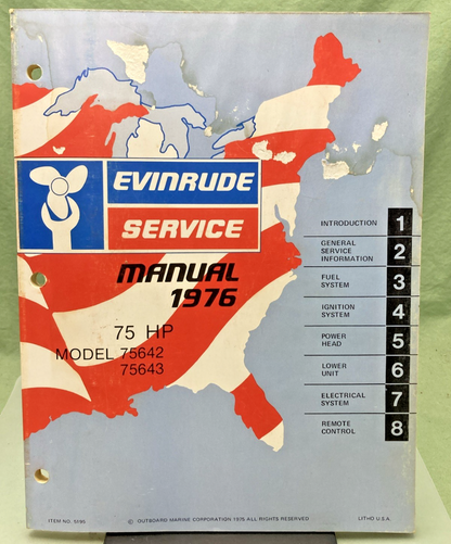 GENUINE EVINRUDE 5195 75 HP SERVICE MANUAL 1976