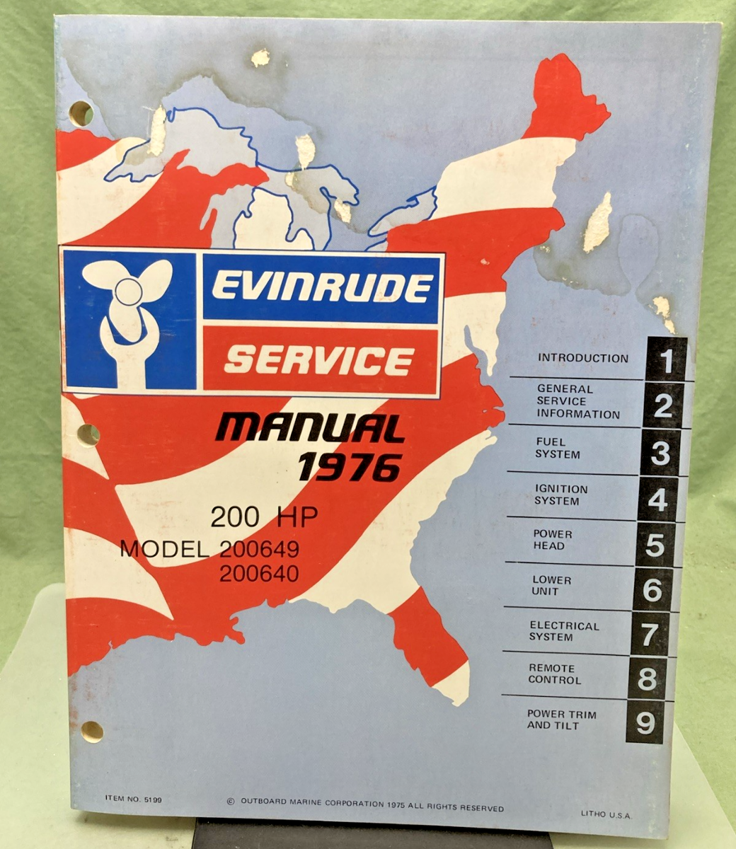 GENUINE EVINRUDE 5199 200 HP SERVICE MANUAL 1976