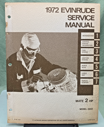 NEW GENUINE EVINRUDE 4811 MATE 2 HP SERVICE MANUAL 1972