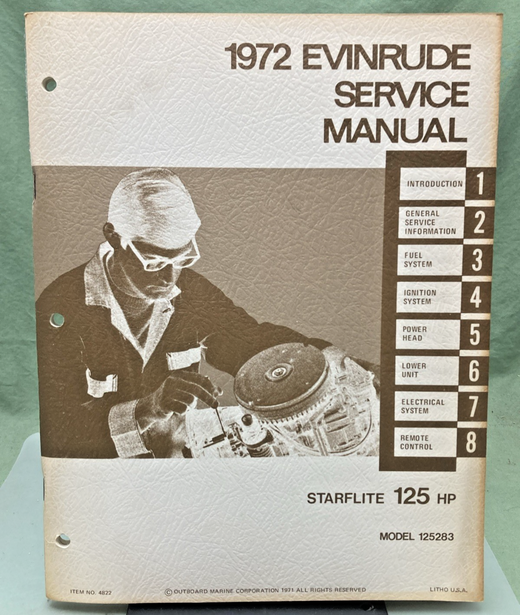 NEW GENUINE EVINRUDE 4822 STARFLITE 125 HP SERVICE MANUAL 1972