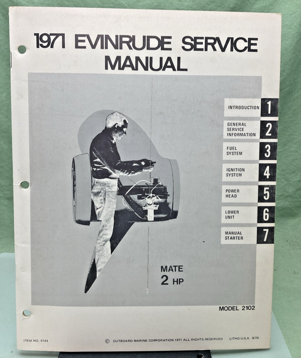 NEW GENUINE EVINRUDE 4744 MATE 2 HP SERVICE MANUAL 1971