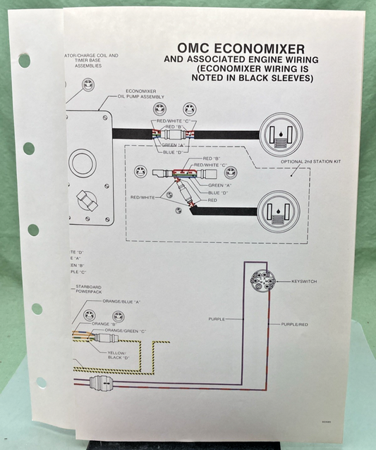 NEW GENUINE OMC 833085 ECONOMIXER AND ASSOCIATED ENGINE WIRING DIAGRAM