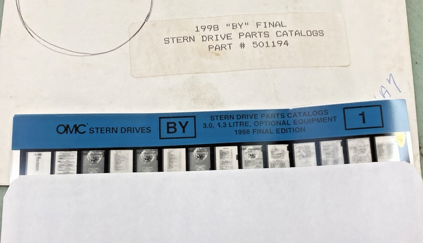 NEW GENUINE OMC 501194 FINAL EDIT STERN DRIVE PARTS CATALOG 3.0, 4.3 L, OPT. '98