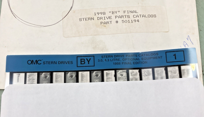 NEW GENUINE OMC 501194 FINAL EDIT STERN DRIVE PARTS CATALOG 3.0, 4.3 L, OPT. '98