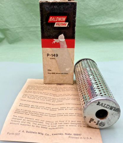 NEW GENUINE BALDWIN P-149 OIL FILTER BMW R50 R60 R65 R75 R90 R100