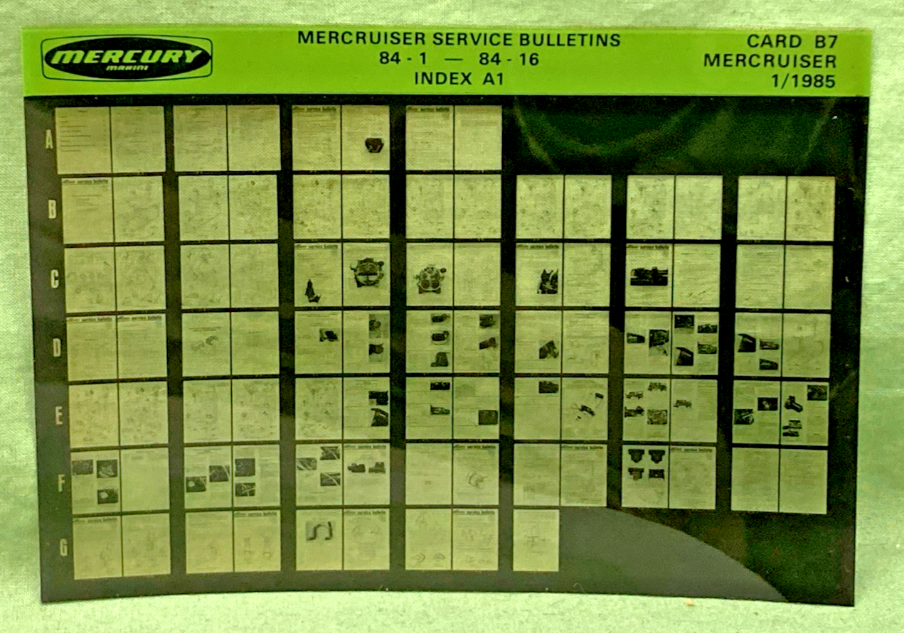 NEW GENUINE MERCRUISER SERVICE BULLETIN SET 1072-1976 INDEX A1 MICROFICHE