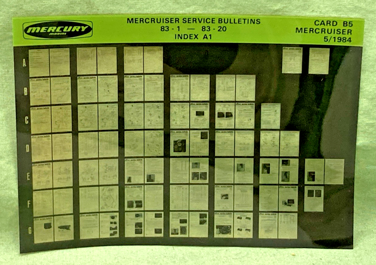 NEW GENUINE MERCRUISER SERVICE BULLETIN SET 1072-1976 INDEX A1 MICROFICHE