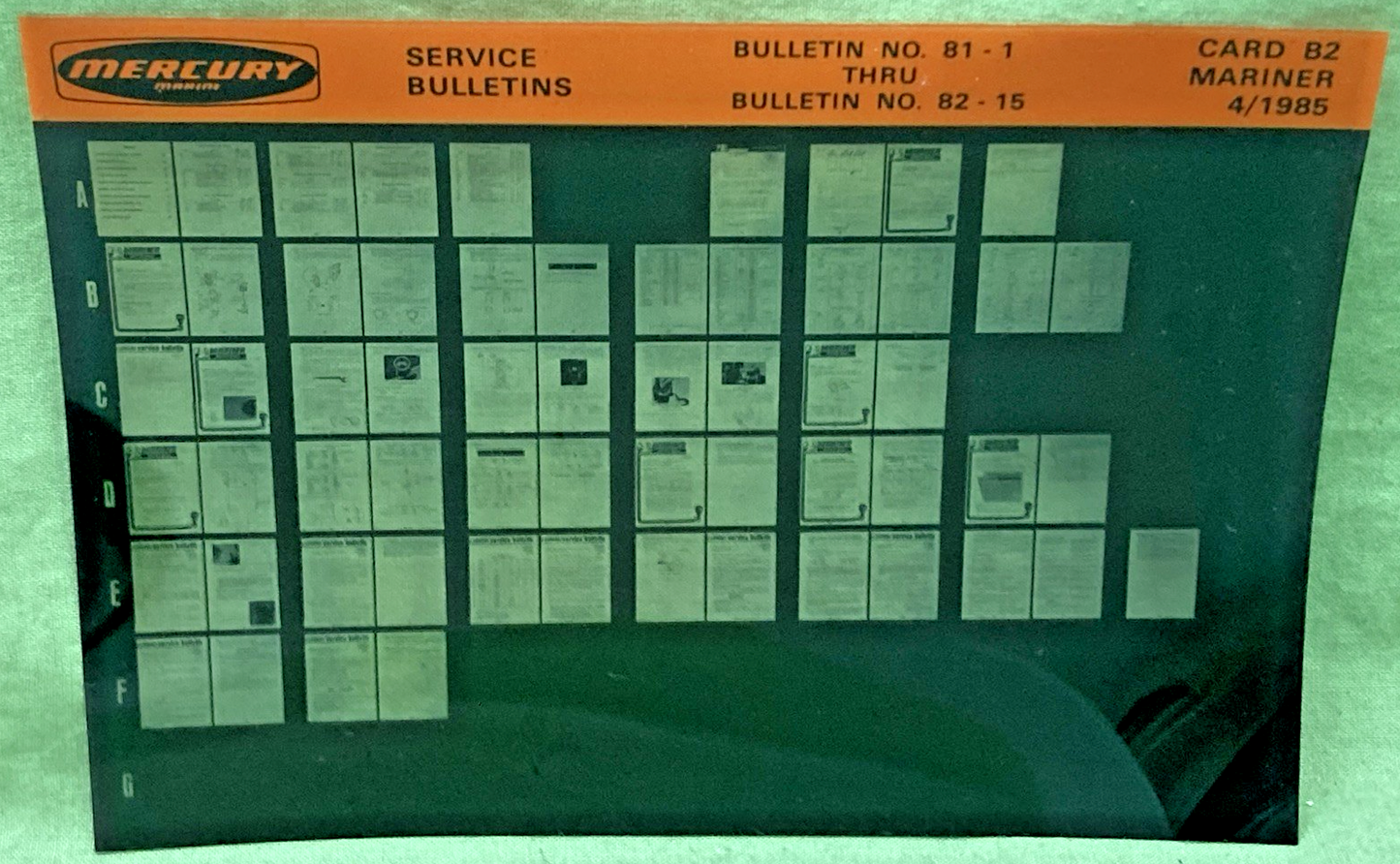 NEW GENUINE MERCURY MARINER SERVICE BULLETIN/INDEX SET 77-1, 80-7 4/1985