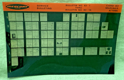 NEW GENUINE MERCURY MARINER SERVICE BULLETIN/INDEX SET 77-1, 80-7 4/1985