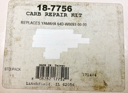 NEW REPLACES YAMAHA 18-7756 CARBURETOR REPAIR KIT, YAMAHA 64D-W0093-00-00